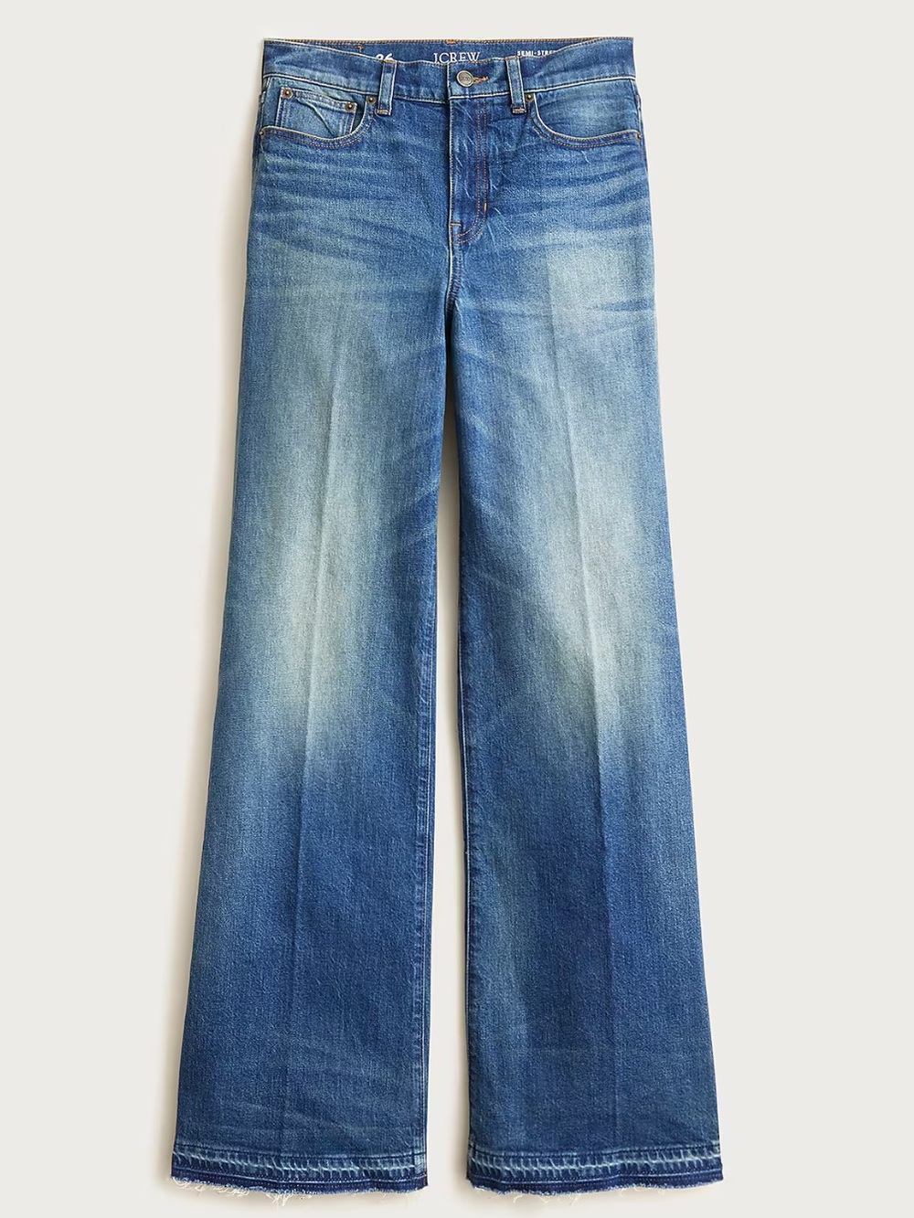 J. Crew Wide-Leg Flared Jeans in Blue Wash